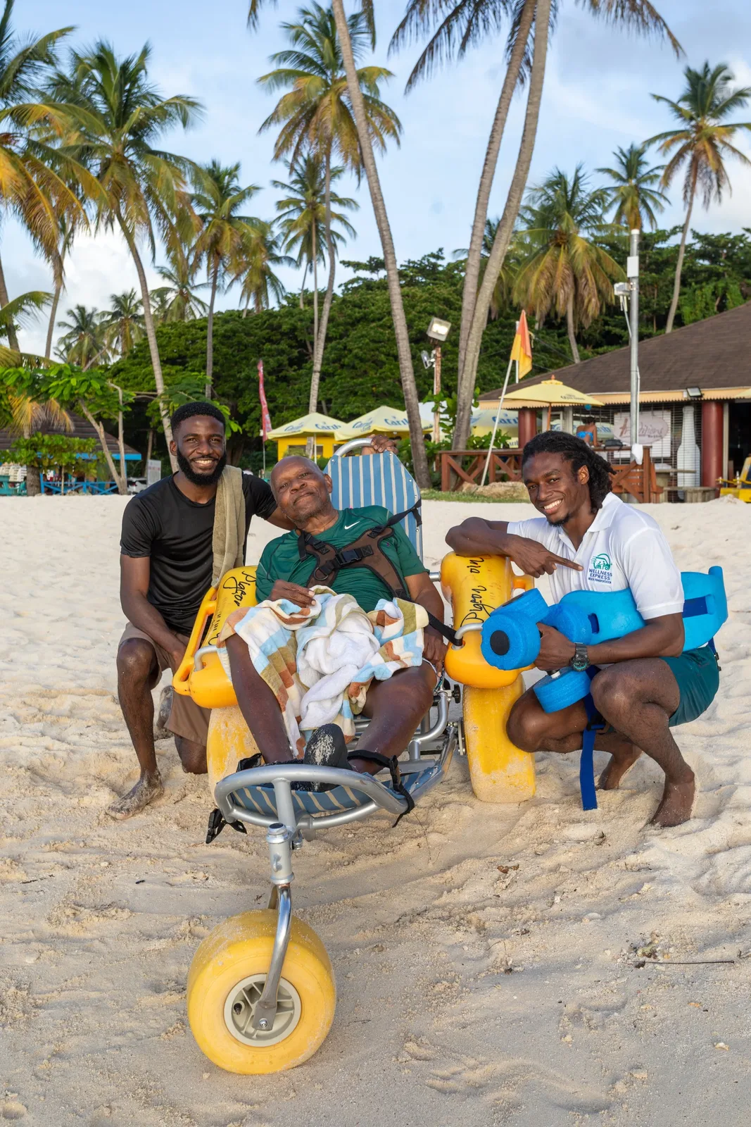 Wellness Express supporting an accessible beach outing in Tobago